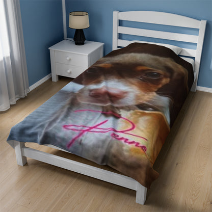 Personalized Velveteen Plush Blanket with Custom Pet Design - Cozy Gift for Dog Lovers