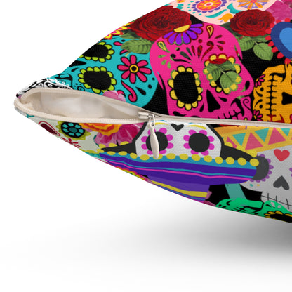 Spun Polyester Square Pillow Day of the dead