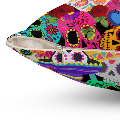 Spun Polyester Square Pillow Day of the dead