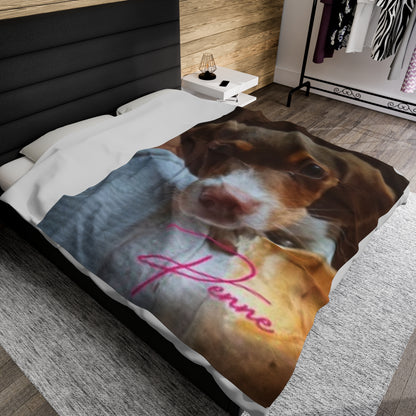 Personalized Velveteen Plush Blanket with Custom Pet Design - Cozy Gift for Dog Lovers